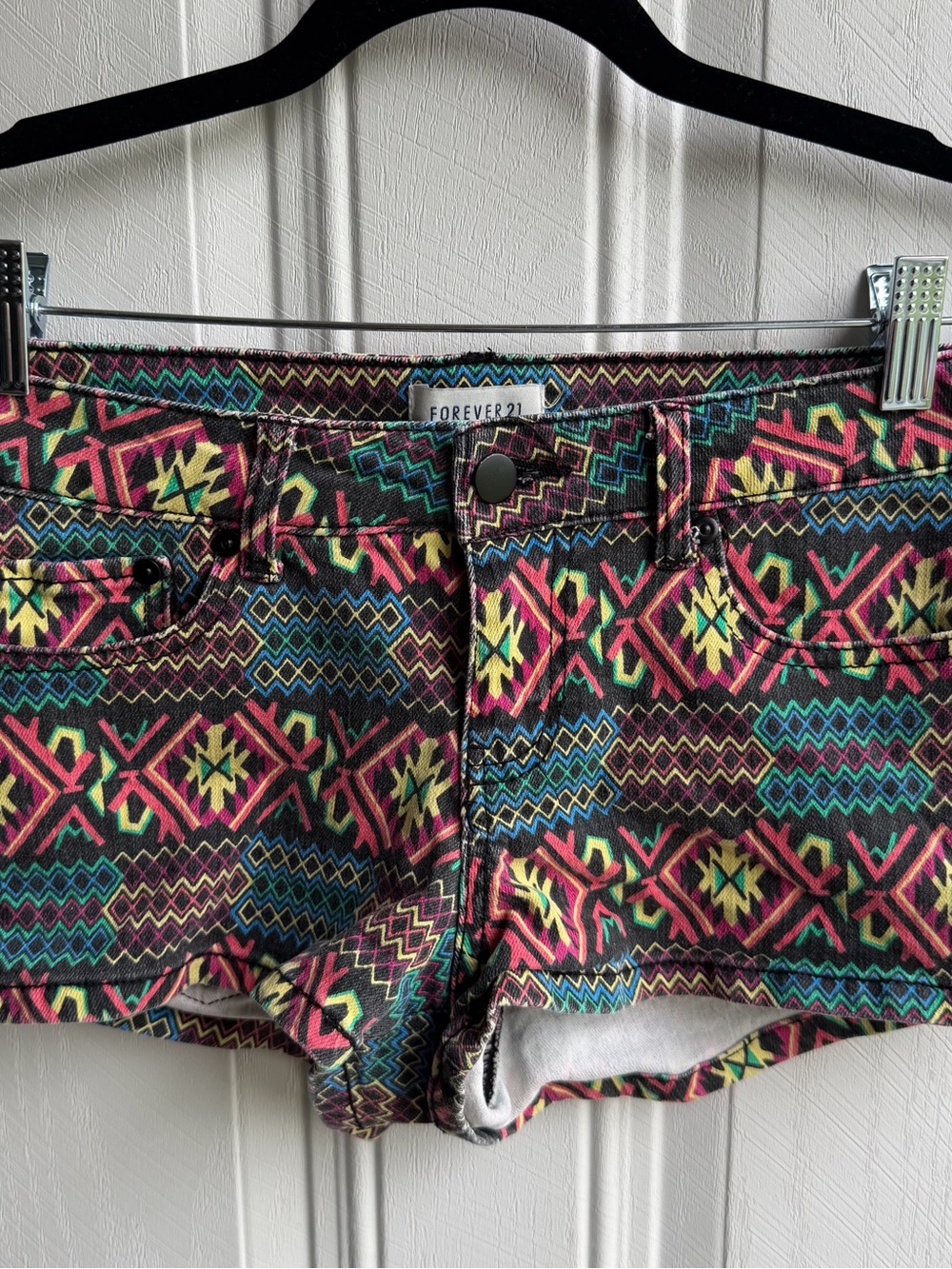 Forever 21 Tribal Y2K Print Micro Denim Shorts - Multi Color Size 26